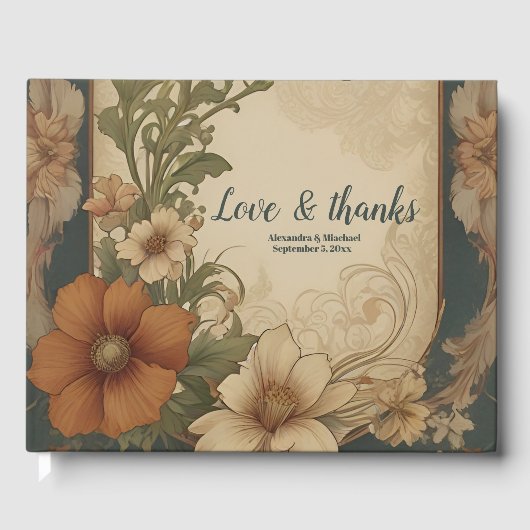  Bougainvillea Art Nouveau bruiloft Gastenboek (Voorkant)