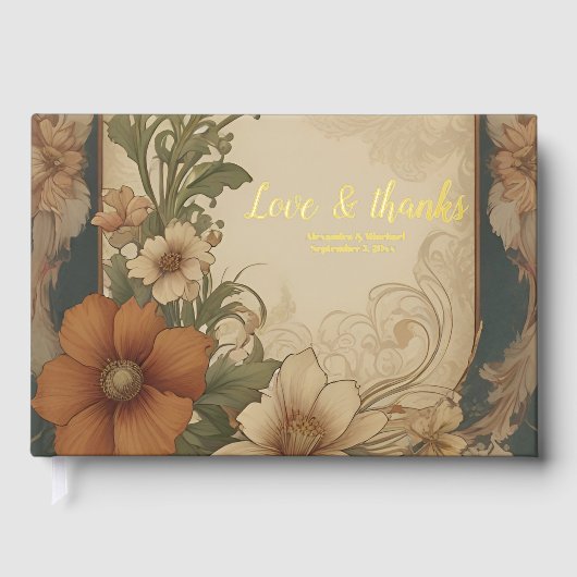  Bougainvillea Art Nouveau bruiloft Gastenboek (Voorkant)