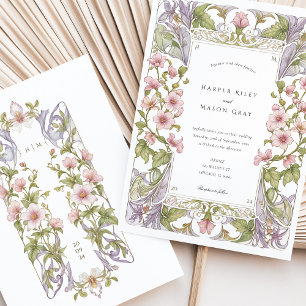 Bougainvillea Art Nouveau bruiloft Kaart