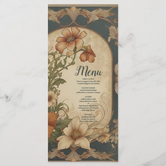  Bougainvillea Art Nouveau bruiloft Menu (Achterkant)