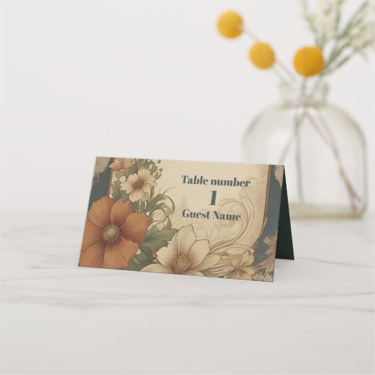  Bougainvillea Art Nouveau bruiloft Plaatskaartje (Voorkant)