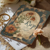 Bougainvillea Art Nouveau bruiloft RSVP Kaartje