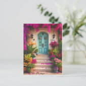 bougainvillea bloem 1990 oude dagen briefkaart (Staand voorkant)