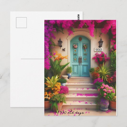 bougainvillea bloem 1990 oude dagen briefkaart (Voorkant / Achterkant)