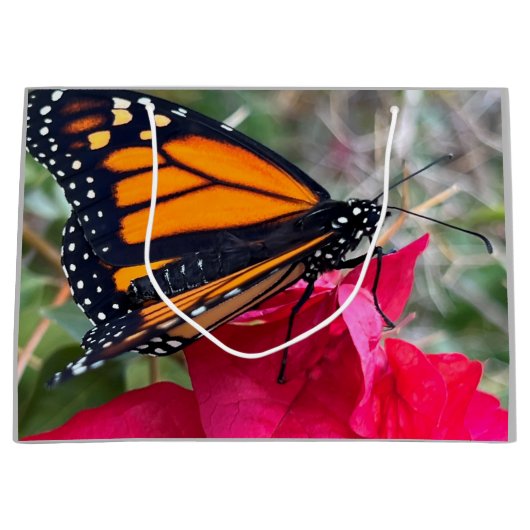 Bougainvillea bloemen met monboogvlinder groot cadeauzakje (Voorkant)