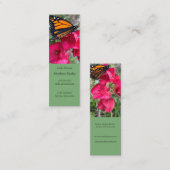 Bougainvillea bloemen met monboogvlinder mini visitekaartje (Voorkant / Achterkant)