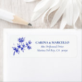 Bougainvillea Blue Wedding Return Address Etiket (Insitu)