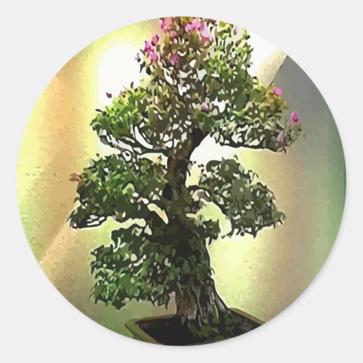 Bougainvillea Bonsai Tree Ronde Sticker (Voorkant)