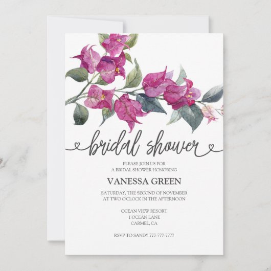 Bougainvillea Bruiloftsfeest Uitnodiging 2 QR CODE (Voorkant)