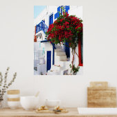 Bougainvillea buiten een huis, Grieks POSTER (Keuken)