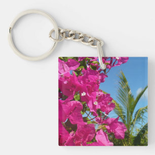 Bougainvillea en palmboom Tropisch natuurtafereel Sleutelhanger