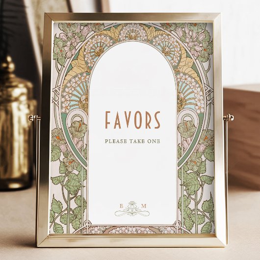 Bougainvillea Favors Sign Guests  Mucha Poster