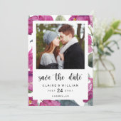 Bougainvillea Floral Foto Save the Date Kaart (Staand voorkant)