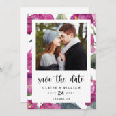 Bougainvillea Floral Foto Save the Date Kaart (Voorkant / Achterkant)