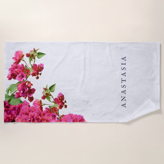 Bougainvillea Floral — Grieks eiland Strandlaken (Voorkant)