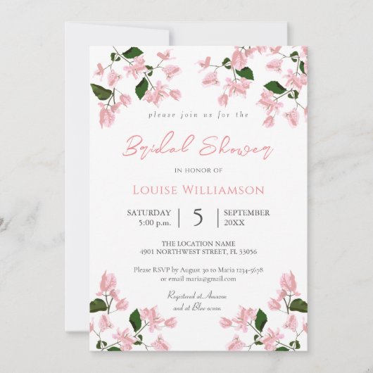 Bougainvillea Flower Bridal Shower Kaart (Voorkant)