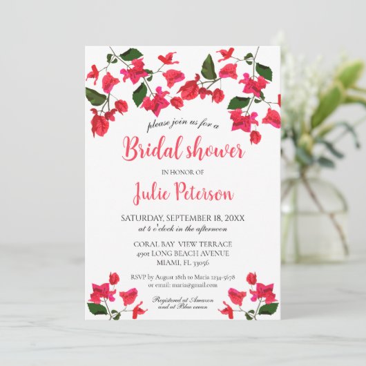 Bougainvillea Flower Bridal Shower Kaart (Staand voorkant)