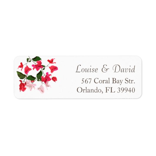 Bougainvillea Flower Return Address Label (Voorkant)