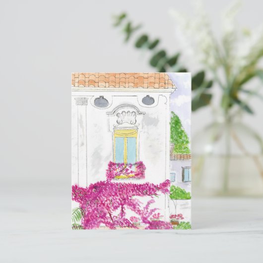 Bougainvillea Flowers in Positano, Italië Briefkaart (Staand voorkant)