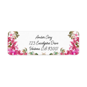 Bougainvillea Flowers Waterverf Magenta Label