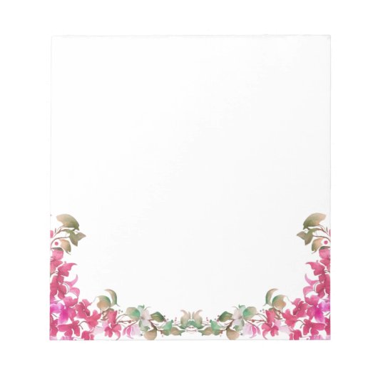 Bougainvillea Flowers Waterverf Magenta Note Kaart Notitieblok (Voorkant)