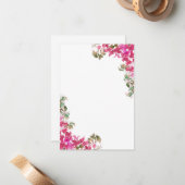 Bougainvillea Flowers Waterverf Magenta Notitiekaartje (Voorkant / Achterkant in situ)