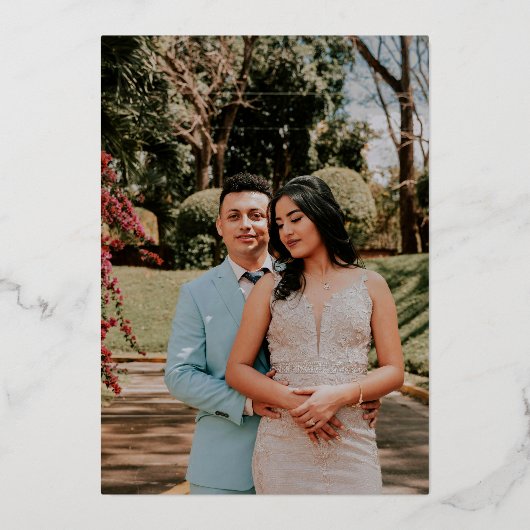 Bougainvillea gouden rode roze waterverf bruiloft folie uitnodiging (Achterkant)