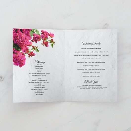 Bougainvillea Greece Wedding Order of Service Programma (Binnen)