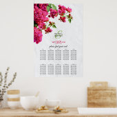 Bougainvillea Greek Island Wedding Seding Chart Poster (Keuken)