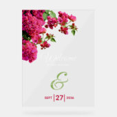 Bougainvillea Greek Island Wedding Welcome Sign Acryl Bord (Voorkant)