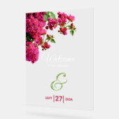 Bougainvillea Greek Island Wedding Welcome Sign Acryl Bord (Hoek)