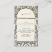 Bougainvillea Green Art Nouveau Mucha Wedding Informatiekaartje (Voorkant)