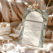 Bougainvillea Green Art Nouveau Mucha Wedding Informatiekaartje