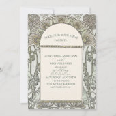 Bougainvillea Green Art Nouveau Mucha Wedding Kaart (Voorkant)