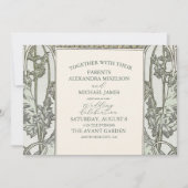 Bougainvillea Green Art Nouveau Mucha Wedding Kaart (Voorkant)