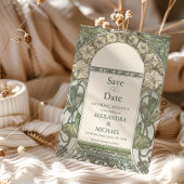 Bougainvillea Green Art Nouveau Mucha Wedding Save The Date