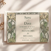 Bougainvillea Green Art Nouveau Mucha Wedding Save The Date