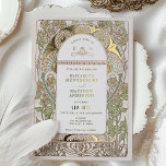 Bougainvillea Green Gold Wedding Art Nouveau Mucha Folie Uitnodiging<br><div class="desc">Art Nouveau Floral Green & Gold Wedding Invitations van Alphonse Mucha in een romantisch en griezelig ontwerp met Real Gold Foil. Victoriaans bloei vult klassieke art decofonts aan. Voer je aangepaste gegevens in en je bent klaar. Als u het ontwerp verder wilt wijzigen, klikt u op de blauwe knop "Aanpassen"....</div>