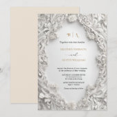 Bougainvillea Green Gold Wedding Art Nouveau Mucha Kaart (Voorkant / Achterkant)