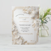 Bougainvillea Green Gold Wedding Art Nouveau Mucha Kaart (Staand voorkant)