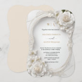 Bougainvillea Green Gold Wedding Art Nouveau Mucha Kaart (Voorkant / Achterkant)