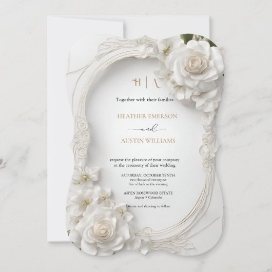 Bougainvillea Green Gold Wedding Art Nouveau Mucha Kaart (Voorkant)