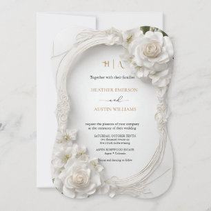 Bougainvillea Green Gold Wedding Art Nouveau Mucha Kaart