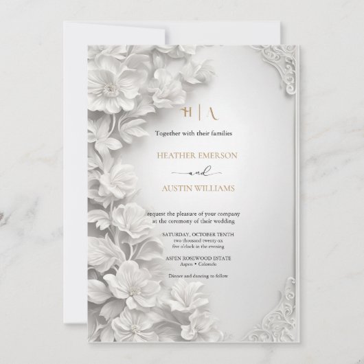 Bougainvillea Green Gold Wedding Art Nouveau Mucha Kaart (Voorkant)