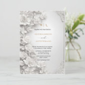 Bougainvillea Green Gold Wedding Art Nouveau Mucha Kaart (Staand voorkant)