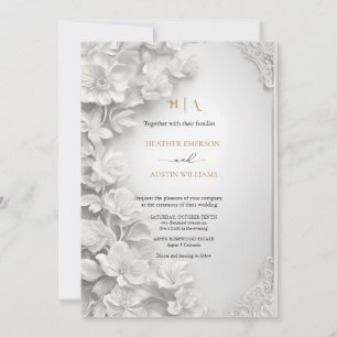 Bougainvillea Green Gold Wedding Art Nouveau Mucha Kaart