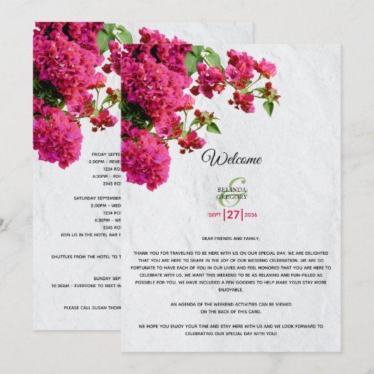 Bougainvillea Grieks eiland Weddenrenroute Programmakaart (Voorkant / Achterkant)