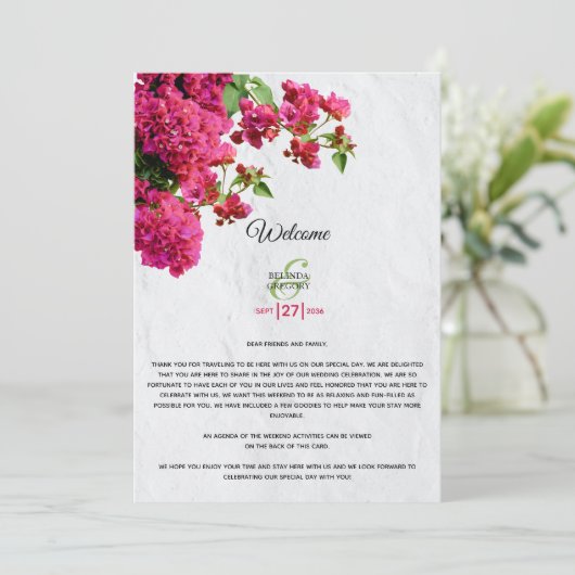 Bougainvillea Grieks eiland Weddenrenroute Programmakaart (Staand voorkant)