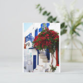 Bougainvillea groeit buiten een huis, Mykonos Briefkaart (Staand voorkant)