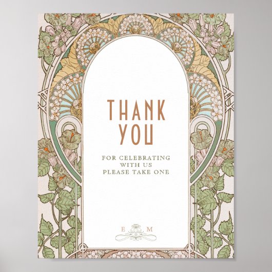 Bougainvillea Hartelijk dank dat u Art Nouveau tek Poster (Voorkant)